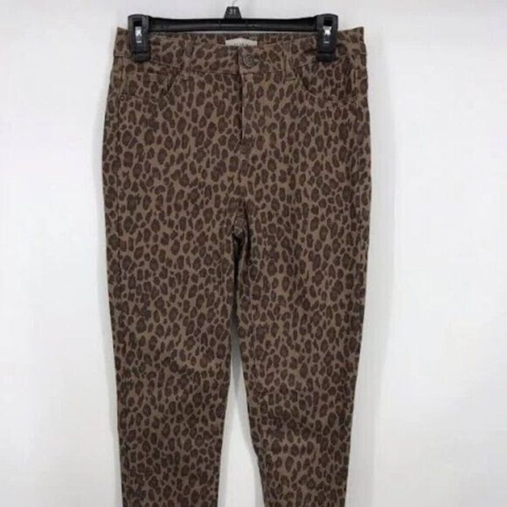 Jolt Leopard Stretch Ankle Crop Jeans Slim Leg Size 11 12 Brown